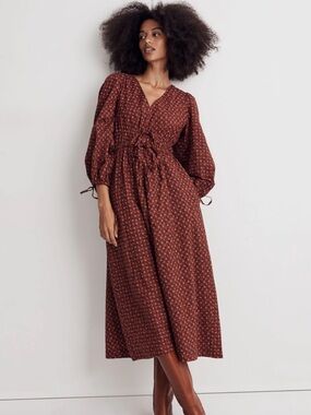 Madewell Sophia Tie-Front Midi Dress Size XXS